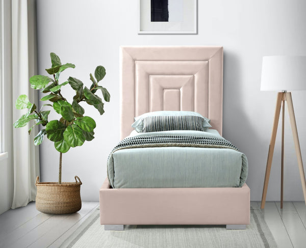 Nora Velvet / Engineered Wood / Metal / Foam Contemporary Pink Velvet Twin Bed - 44.5" W x 76.4" D x 57" H