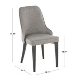 Nueva Contemporary Accent/Dining Chair in Black Metal and Grey Fabric by LumiSource - Set of 2