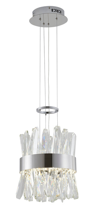 Bethel Chrome LED Pendant in Stainless Steel & Crystal