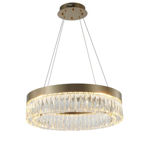 Bethel Gold LED Chandelier in Stainless Steel & Crystal