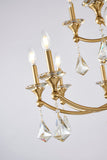 Bethel Stain Brass Chandelier in Iron & Crystal