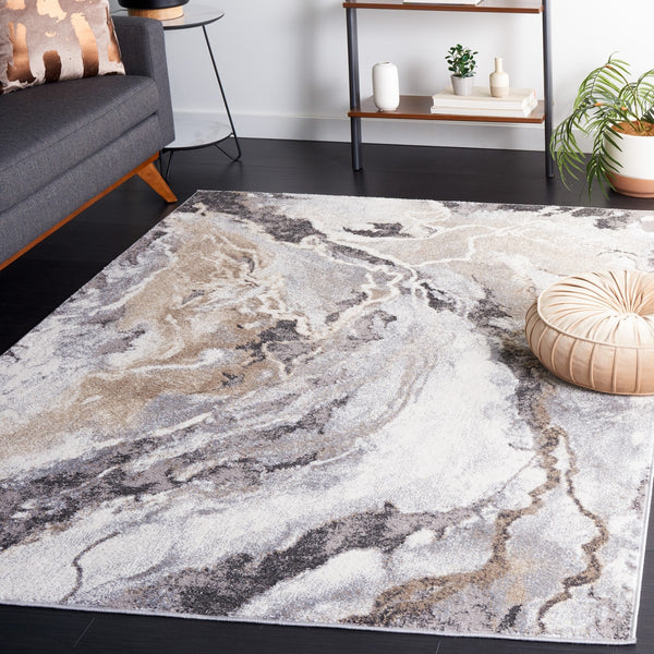 Safavieh Opal 410 Power Loomed Modern Rug Ivory / Grey 9' x 12'