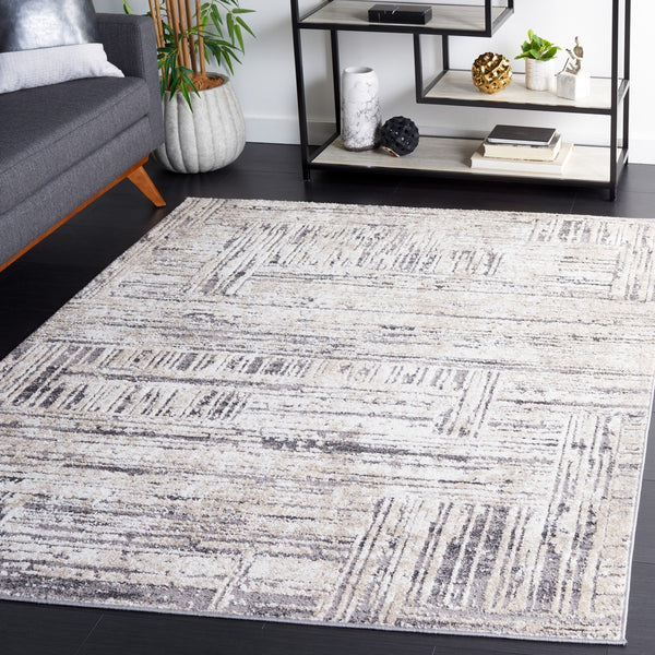 Safavieh Opal 420 Power Loomed Modern Rug Ivory / Dark Grey 9' x 12'