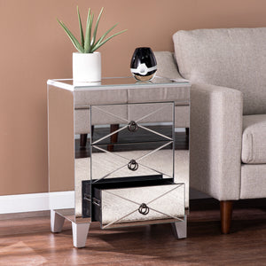 Sei Furniture Cresheim Mirrored End Table W Drawers Oc0792