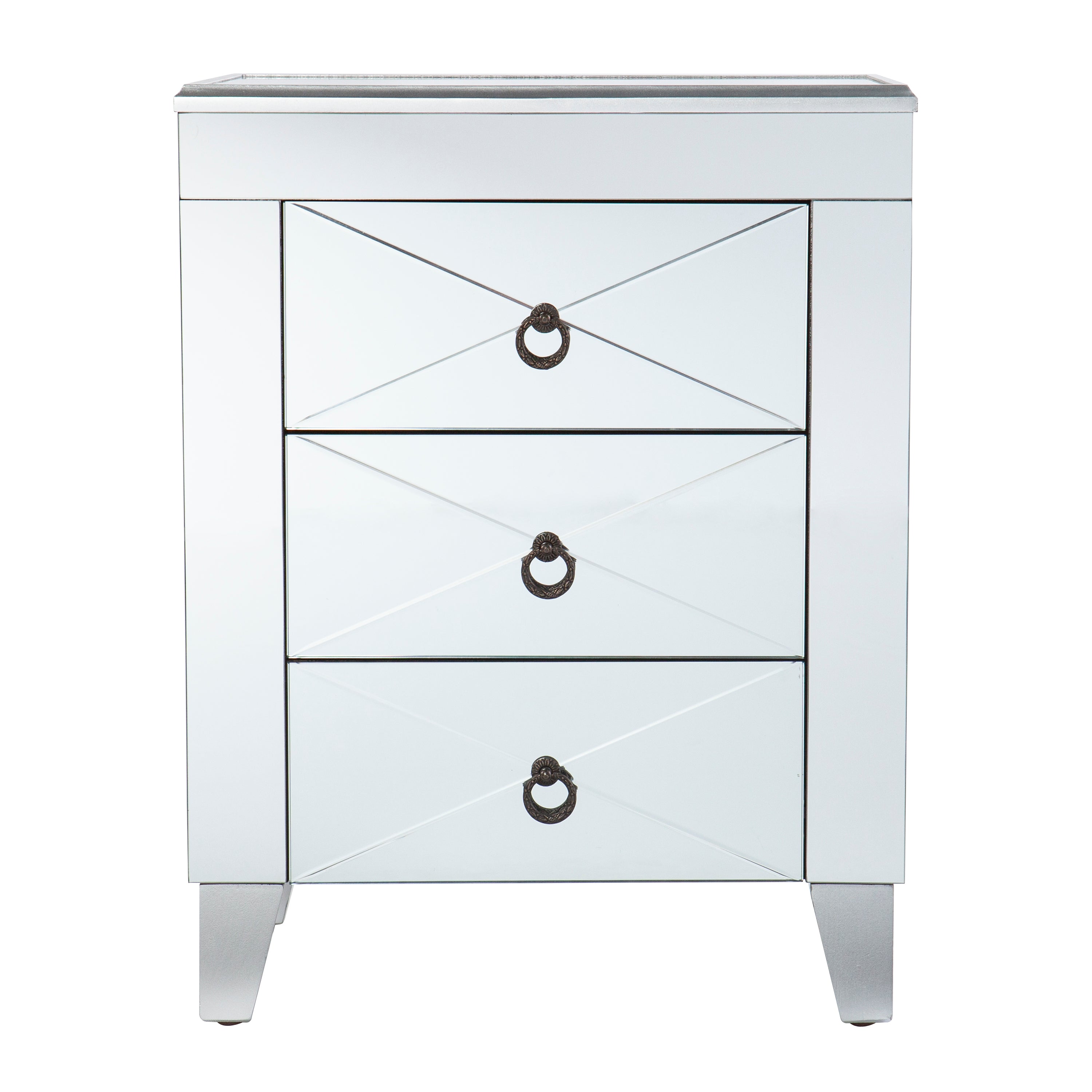 Cresheim Mirrored End Table with 3 Drawers