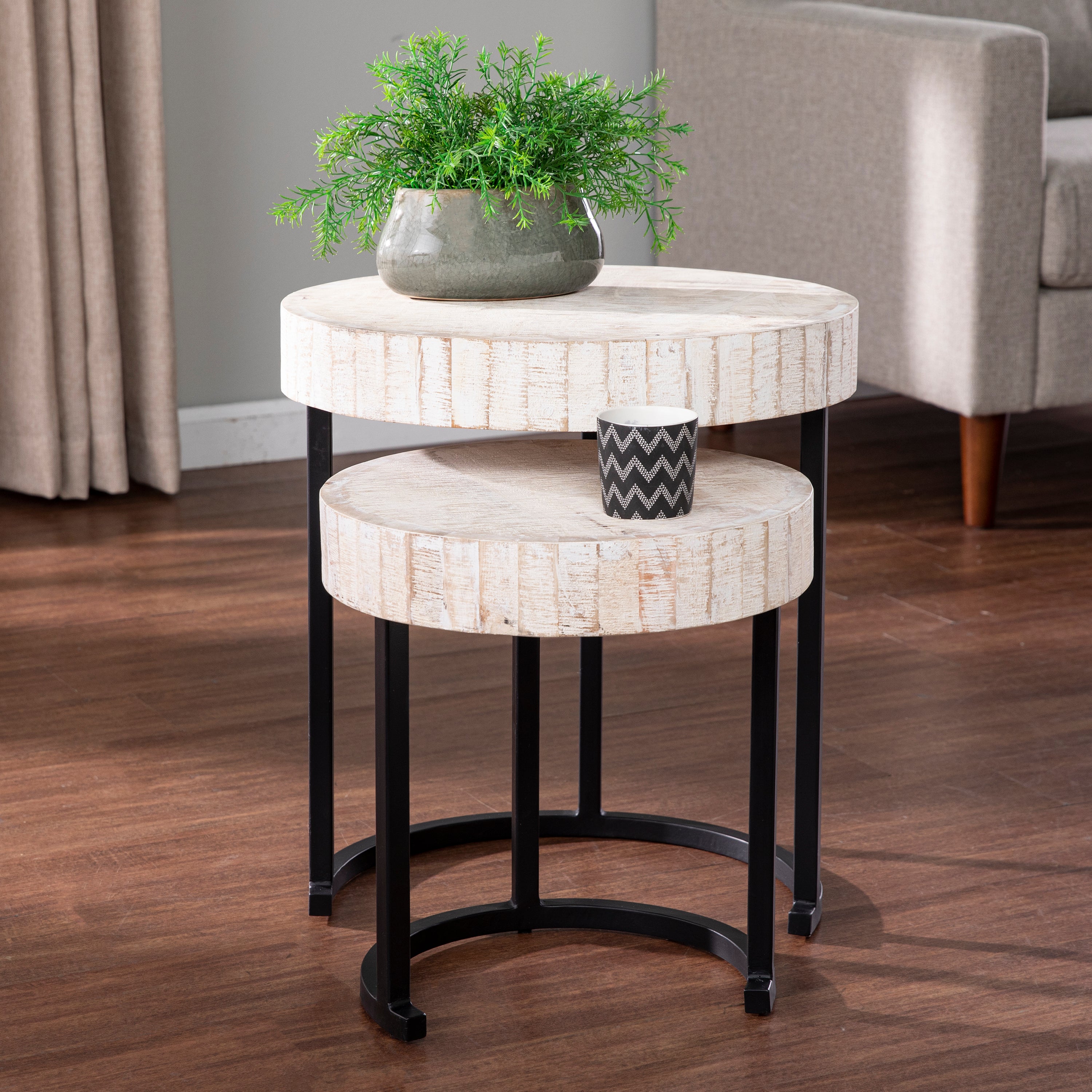 Kennerly Rustic Nesting Side Tables - Thumbnail 3