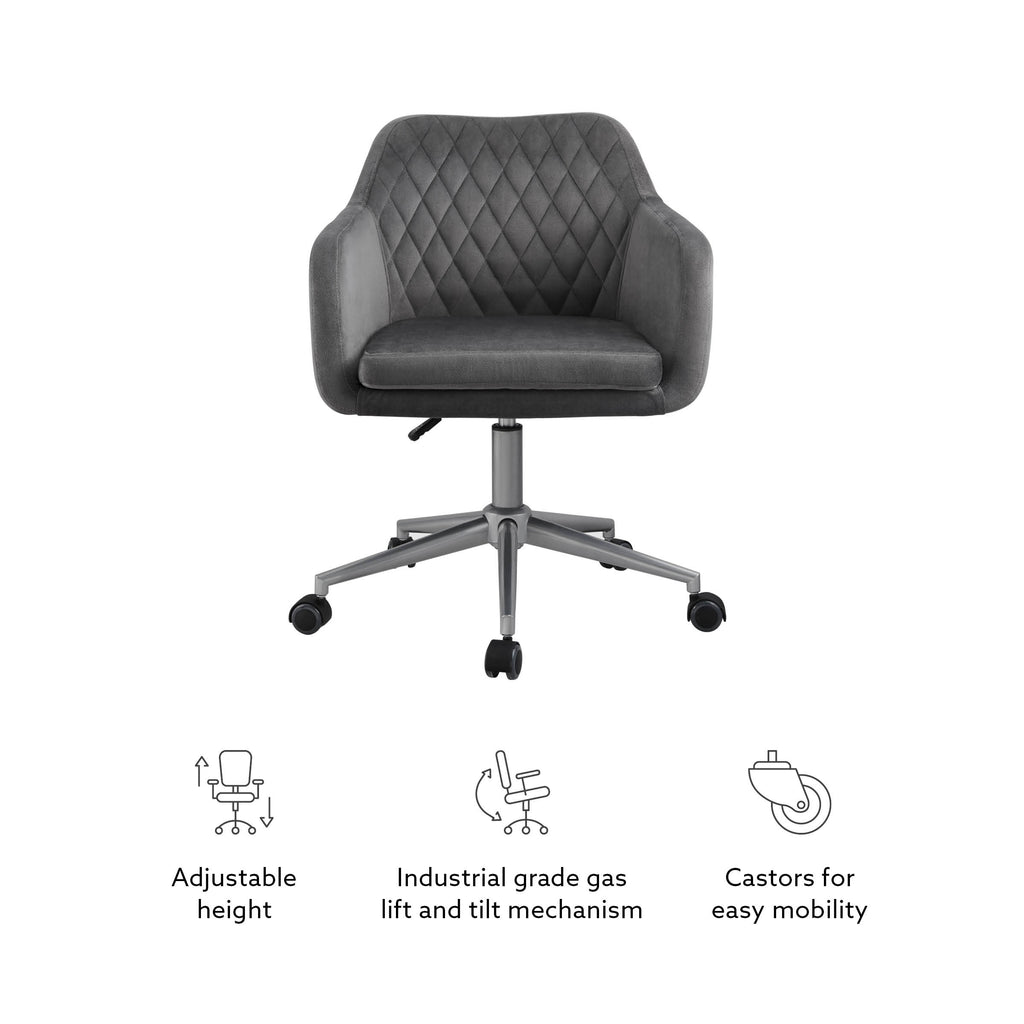 Imogen Grey Upholstered Office Chair with Casters