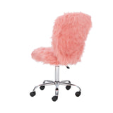 Faux Flokati Armless Office Chair Blush