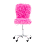 Faux Flokati Armless Office Chair Pink