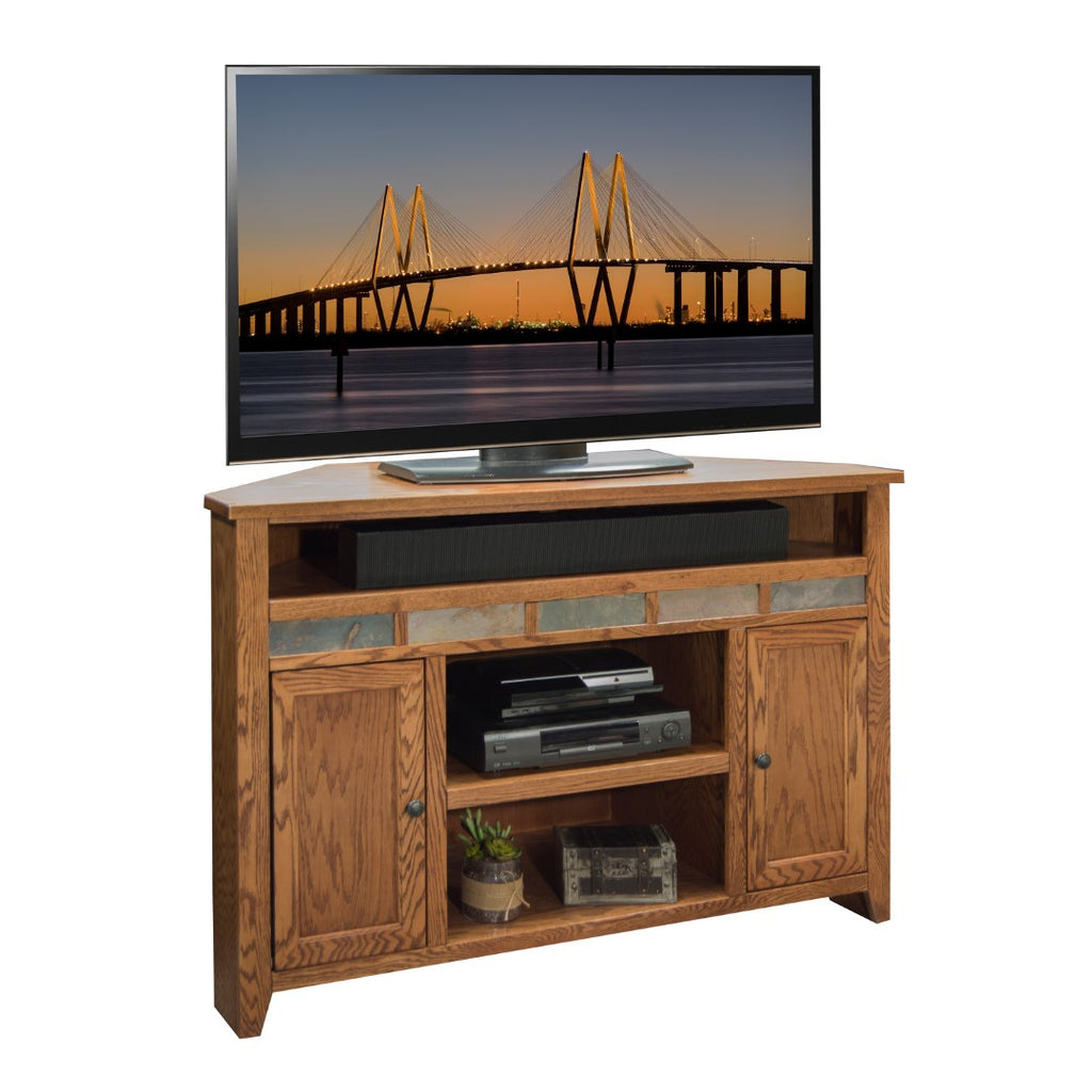 Legends Furniture Traditional Golden Oak Corner TV Stand for TV's up to 60 Inches, Fully Assembled OC1512.GDO