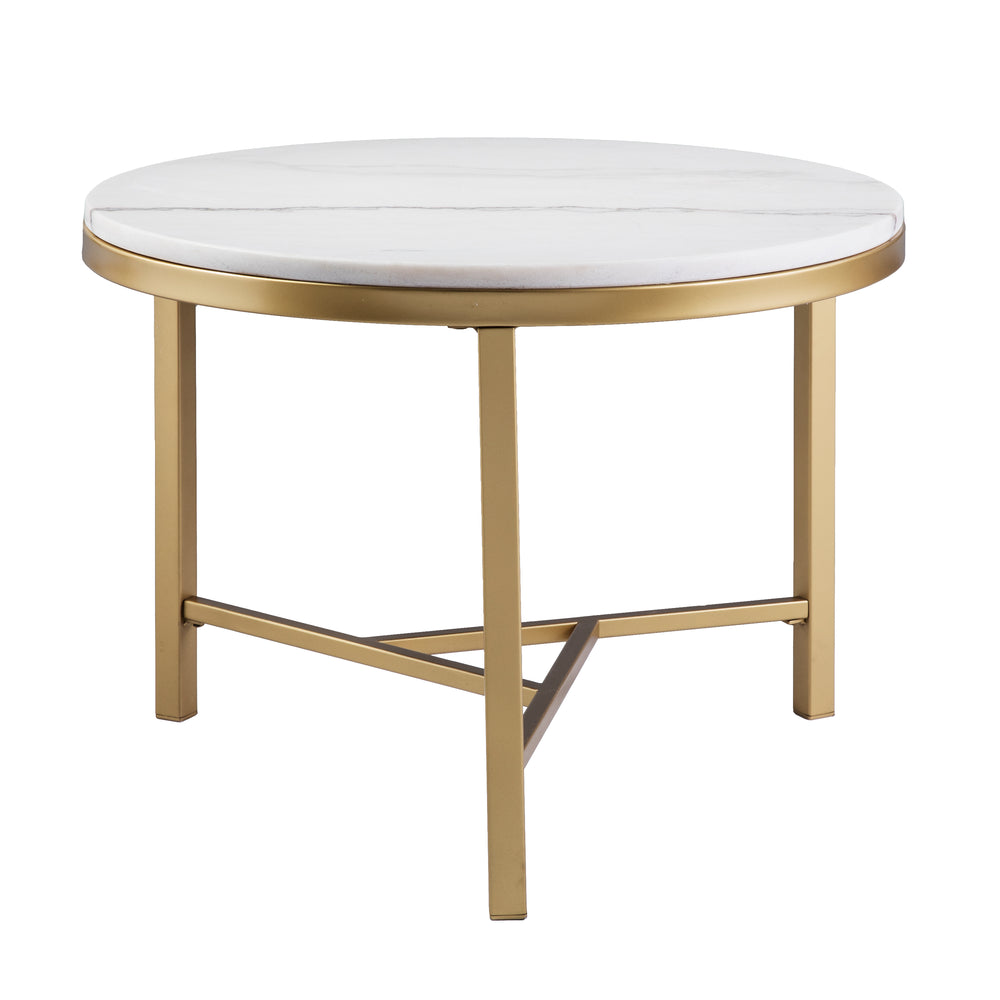 Sei Furniture Garza Marble Accent Table Midcentury Modern Style Champagne W Ivory Marble Oc1748