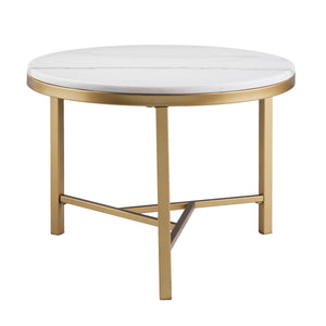 Sei Furniture Garza Marble Accent Table Midcentury Modern Style Champagne W Ivory Marble Oc1748