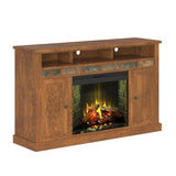 Traditional Golden Oak TV Stand with Electric Fireplace Included