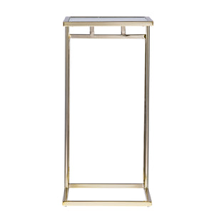 Holly Martin Colbi Glass Topped C Table Glam Style Champagne W White Faux Marble Glass Oc9841