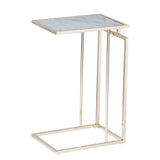 Holly Martin Colbi Glass Topped C Table Glam Style Champagne W White Faux Marble Glass Oc9841
