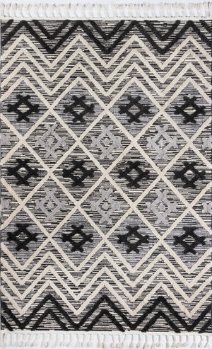 Momeni Odessa ODE-2 Machine Made Contemporary Geometric Indoor Area Rug Black 8'6" x 12'6" ODESSODE-2BLK86C6