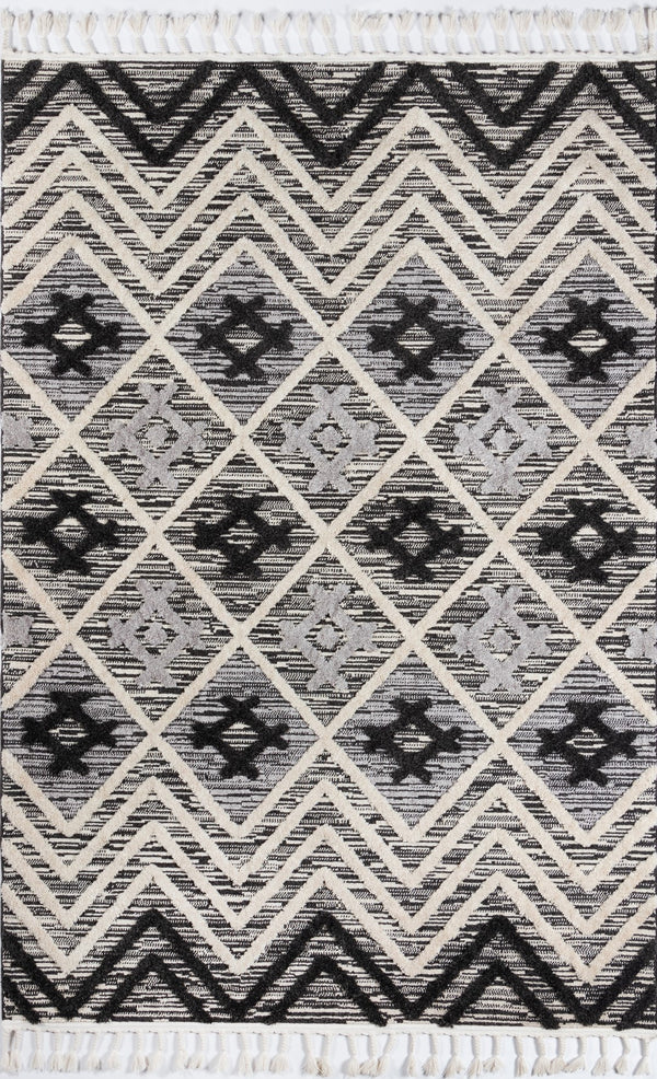 Momeni Odessa ODE-2 Machine Made Contemporary Geometric Indoor Area Rug Black 8'6" x 12'6" ODESSODE-2BLK86C6