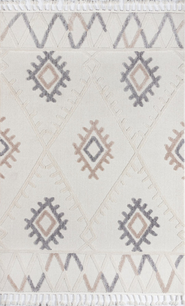 Momeni Odessa ODE-4 Machine Made Contemporary Geometric Indoor Area Rug Ivory 8'6" x 12'6" ODESSODE-4IVY86C6