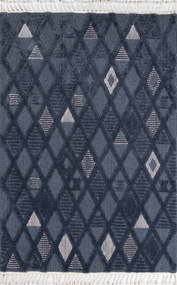 Momeni Odessa ODE-6 Machine Made Contemporary Geometric Indoor Area Rug Denim 8'6" x 12'6" ODESSODE-6DNM86C6