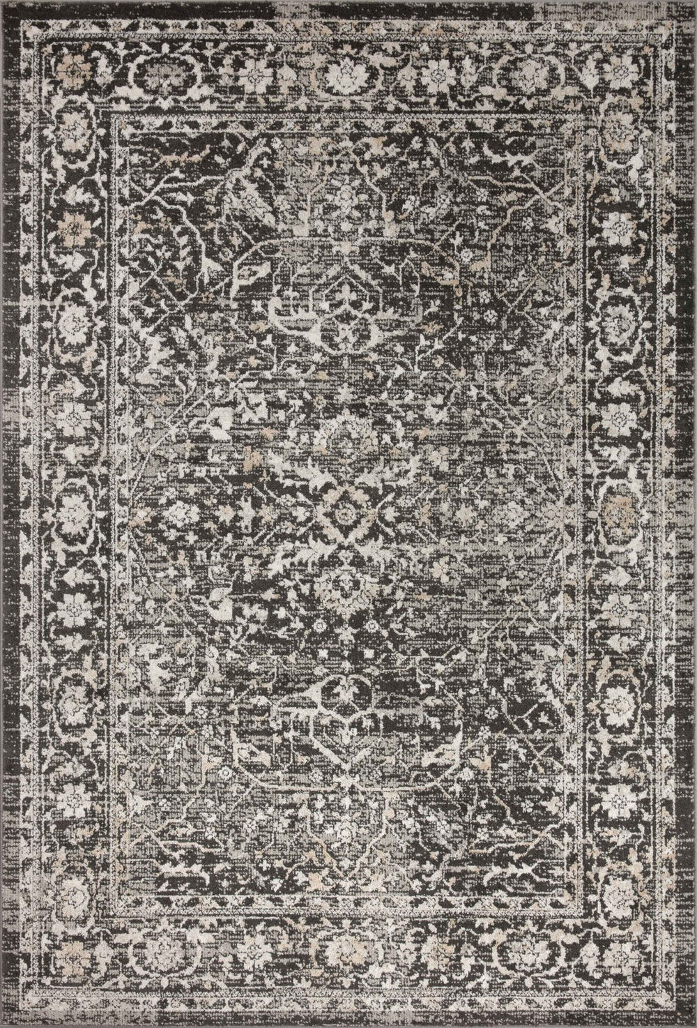 Loloi Rugs Loloi II Odette ODT-01 100% Polyester Pile Power Loomed Traditional Area Rug Charcoal / Silver 200 ODETODT-01CCSIB2F7