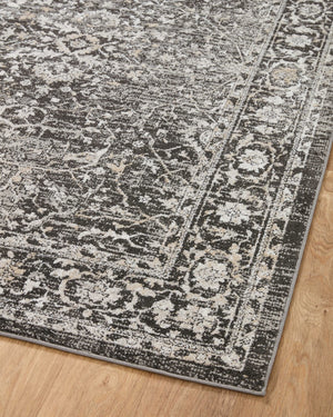 Loloi Rugs Loloi II Odette ODT-01 100% Polyester Pile Power Loomed Traditional Runner Rug Charcoal / Silver 28.337 ODETODT-01CCSI27G0