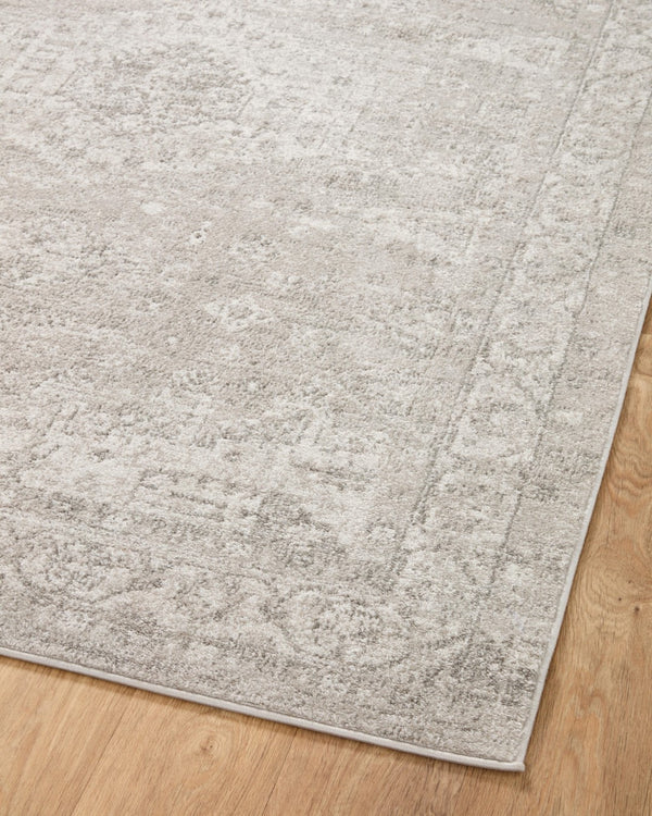 Loloi Rugs Loloi II Odette ODT-02 100% Polyester Pile Power Loomed Traditional Runner Rug Silver / Ivory 28.337 ODETODT-02SIIV27G0