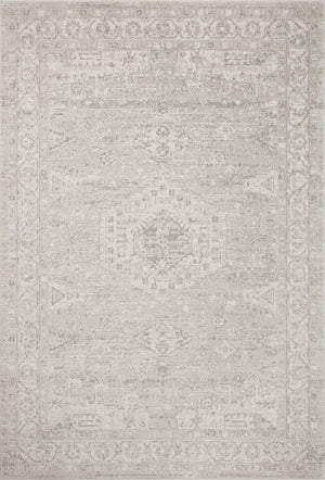 Loloi Rugs Loloi II Odette ODT-02 100% Polyester Pile Power Loomed Traditional Runner Rug Silver / Ivory 28.337 ODETODT-02SIIV27G0