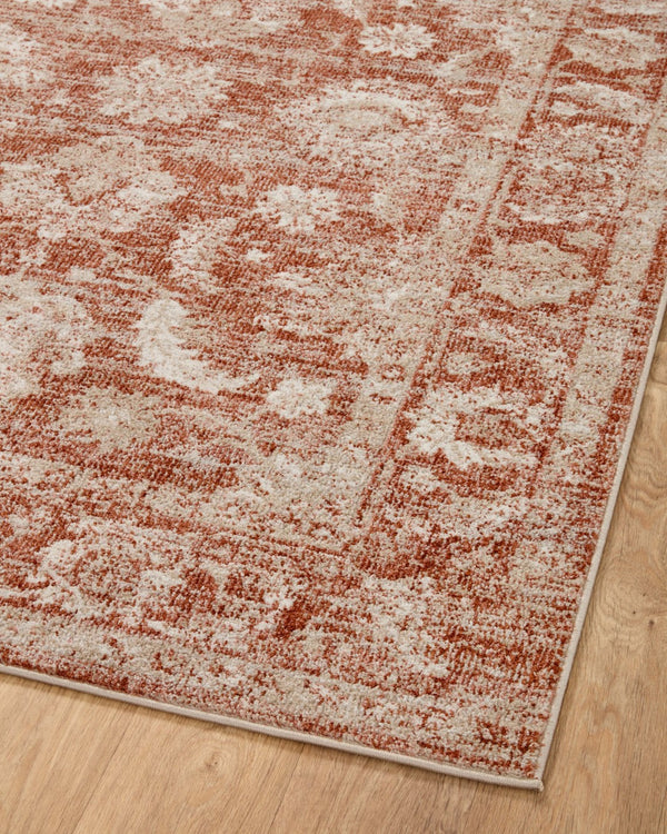 Loloi Rugs Loloi II Odette ODT-03 100% Polyester Pile Power Loomed Traditional Area Rug Rust / Ivory 200 ODETODT-03RUIVB2F7