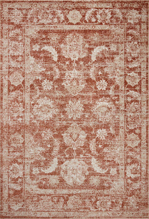 Loloi Rugs Loloi II Odette ODT-03 100% Polyester Pile Power Loomed Traditional Runner Rug Rust / Ivory 28.337 ODETODT-03RUIV27G0