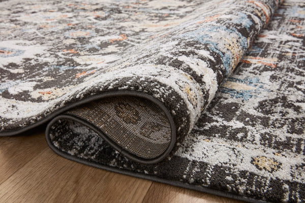 Loloi Rugs Loloi II Odette ODT-04 100% Polyester Pile Power Loomed Traditional Runner Rug Charcoal / Multi 28.337 ODETODT-04CCML27G0