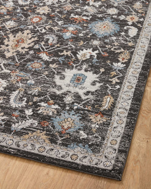 Loloi Rugs Loloi II Odette ODT-04 100% Polyester Pile Power Loomed Traditional Runner Rug Charcoal / Multi 28.337 ODETODT-04CCML27G0