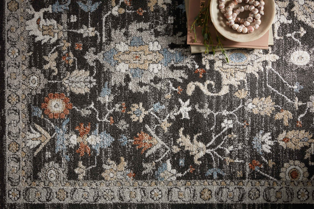 Loloi Rugs Loloi II Odette ODT-04 100% Polyester Pile Power Loomed Traditional Runner Rug Charcoal / Multi 28.337 ODETODT-04CCML27G0