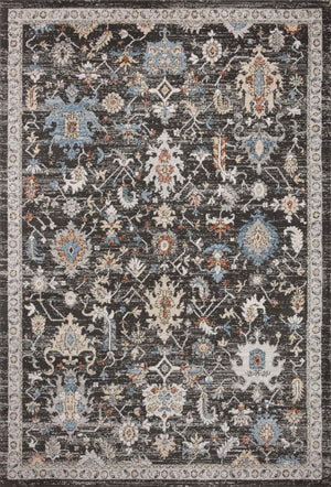 Loloi Rugs Loloi II Odette ODT-04 100% Polyester Pile Power Loomed Traditional Runner Rug Charcoal / Multi 28.337 ODETODT-04CCML27G0