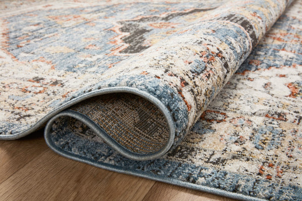 Loloi Rugs Loloi II Odette ODT-06 100% Polyester Pile Power Loomed Traditional Area Rug Sky / Multi 200 ODETODT-06SCMLB2F7