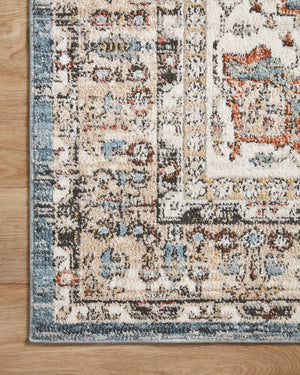 Loloi Rugs Loloi II Odette ODT-06 100% Polyester Pile Power Loomed Traditional Area Rug Sky / Multi 200 ODETODT-06SCMLB2F7