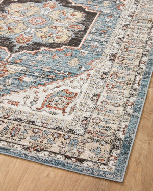 Loloi Rugs Loloi II Odette ODT-06 100% Polyester Pile Power Loomed Traditional Area Rug Sky / Multi 200 ODETODT-06SCMLB2F7