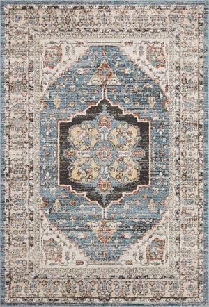 Loloi Rugs Loloi II Odette ODT-06 100% Polyester Pile Power Loomed Traditional Area Rug Sky / Multi 200 ODETODT-06SCMLB2F7