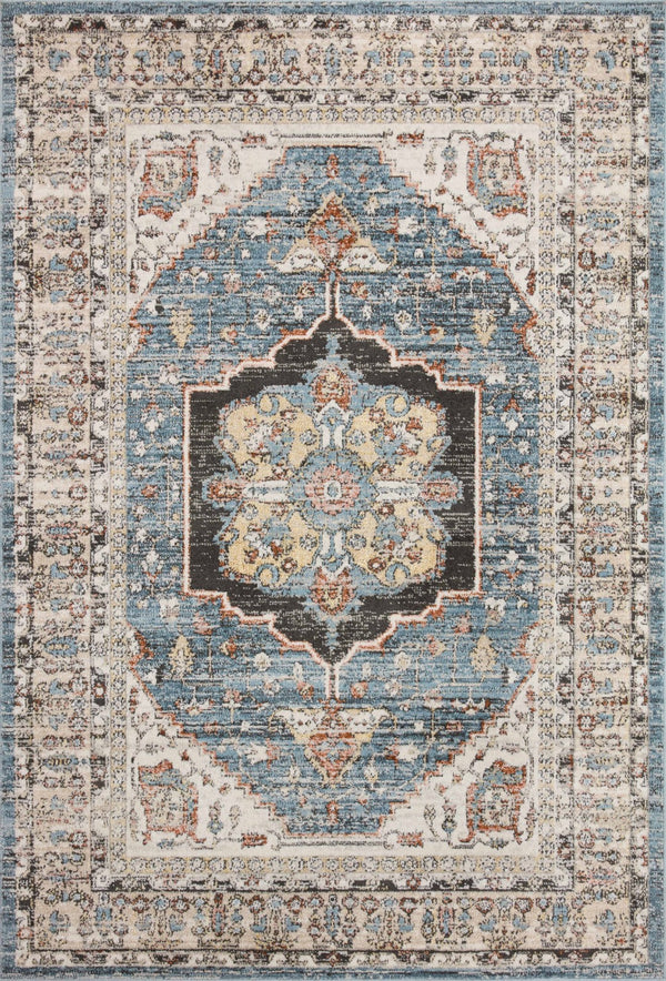Loloi Rugs Loloi II Odette ODT-06 100% Polyester Pile Power Loomed Traditional Area Rug Sky / Multi 200 ODETODT-06SCMLB2F7
