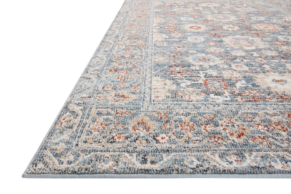 Loloi Rugs Loloi II Odette ODT-07 100% Polyester Pile Power Loomed Traditional Runner Rug Sky / Rust 28.337 ODETODT-07SCRU27G0
