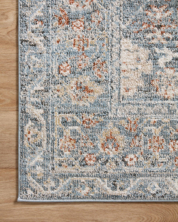 Loloi Rugs Loloi II Odette ODT-07 100% Polyester Pile Power Loomed Traditional Runner Rug Sky / Rust 28.337 ODETODT-07SCRU27G0