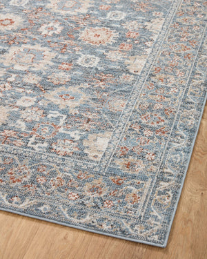 Loloi Rugs Loloi II Odette ODT-07 100% Polyester Pile Power Loomed Traditional Runner Rug Sky / Rust 28.337 ODETODT-07SCRU27G0