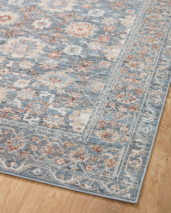Loloi Rugs Loloi II Odette ODT-07 100% Polyester Pile Power Loomed Traditional Runner Rug Sky / Rust 28.337 ODETODT-07SCRU27G0