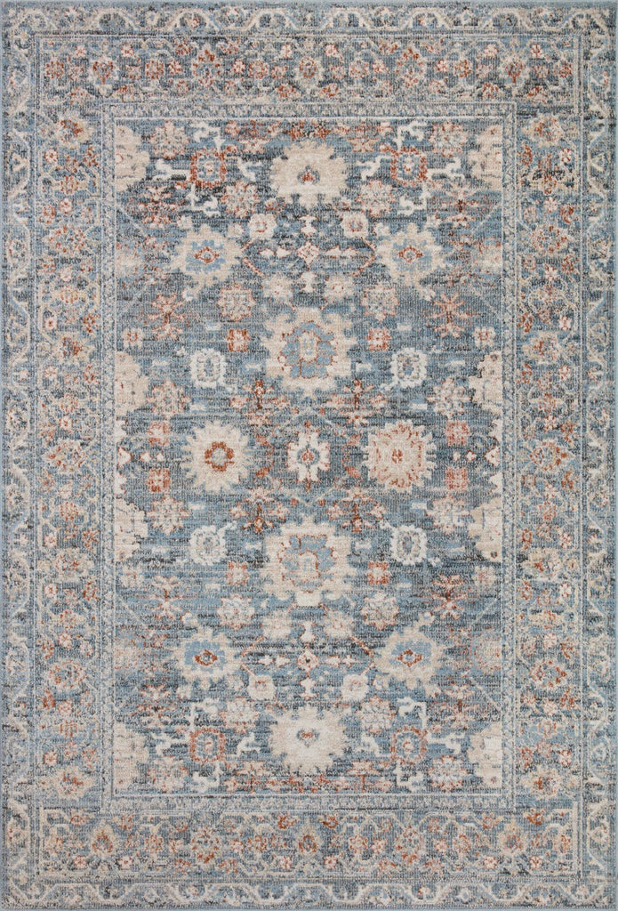 Loloi Rugs Loloi II Odette ODT-07 100% Polyester Pile Power Loomed Traditional Area Rug Sky / Rust 200 ODETODT-07SCRUB2F7