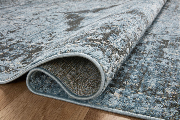 Loloi Rugs Loloi II Odette ODT-08 100% Polyester Pile Power Loomed Traditional Runner Rug Sky / Charcoal 28.337 ODETODT-08SCCC27G0