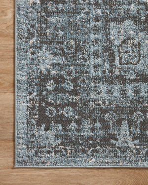 Loloi Rugs Loloi II Odette ODT-08 100% Polyester Pile Power Loomed Traditional Runner Rug Sky / Charcoal 28.337 ODETODT-08SCCC27G0