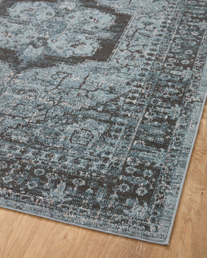 Loloi Rugs Loloi II Odette ODT-08 100% Polyester Pile Power Loomed Traditional Runner Rug Sky / Charcoal 28.337 ODETODT-08SCCC27G0