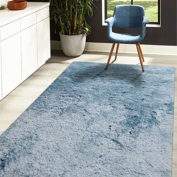 AMER Rugs Odyssey ODY-10 Shag Solid Transitional Area Rug Light Blue 7'6" x 9'6"
