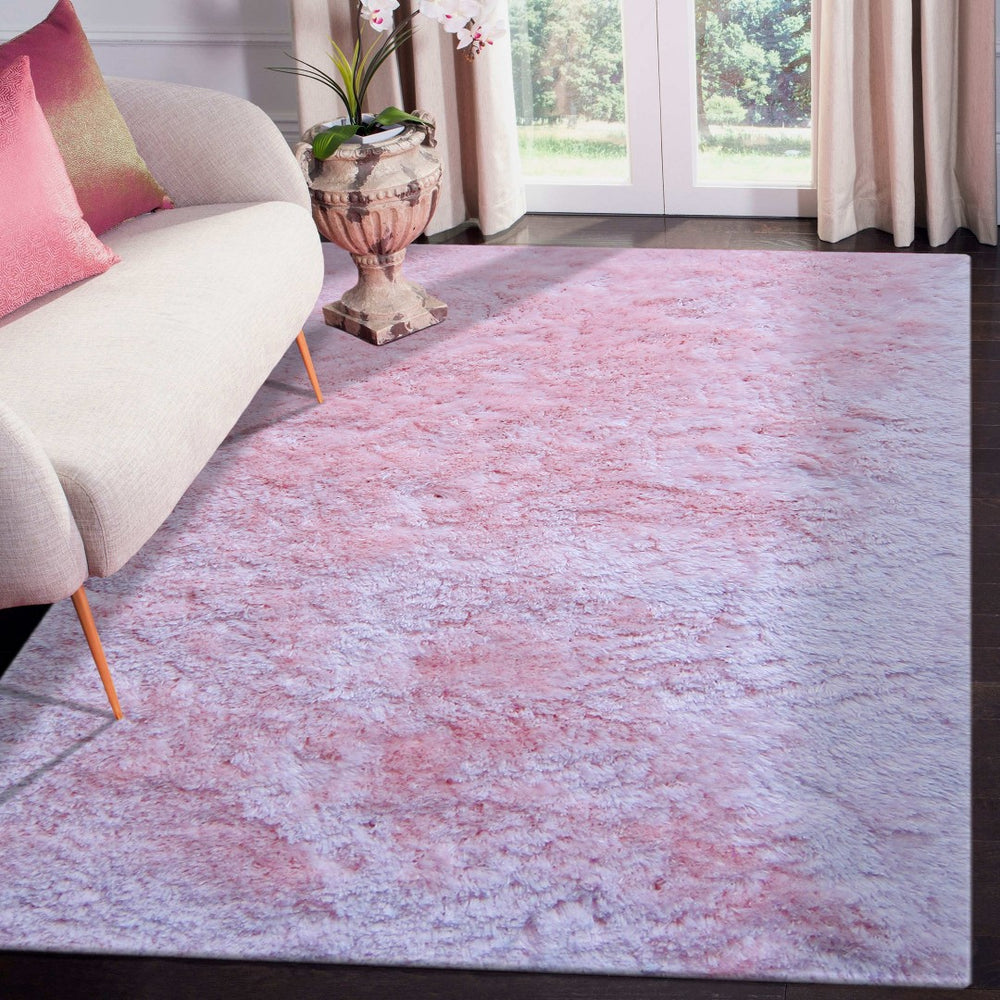 AMER Rugs Odyssey ODY-2 Shag Solid Transitional Area Rug Pink 7'6" x 9'6"