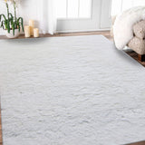 AMER Rugs Odyssey ODY-7 Shag Solid Transitional Area Rug White 7'6" x 9'6"