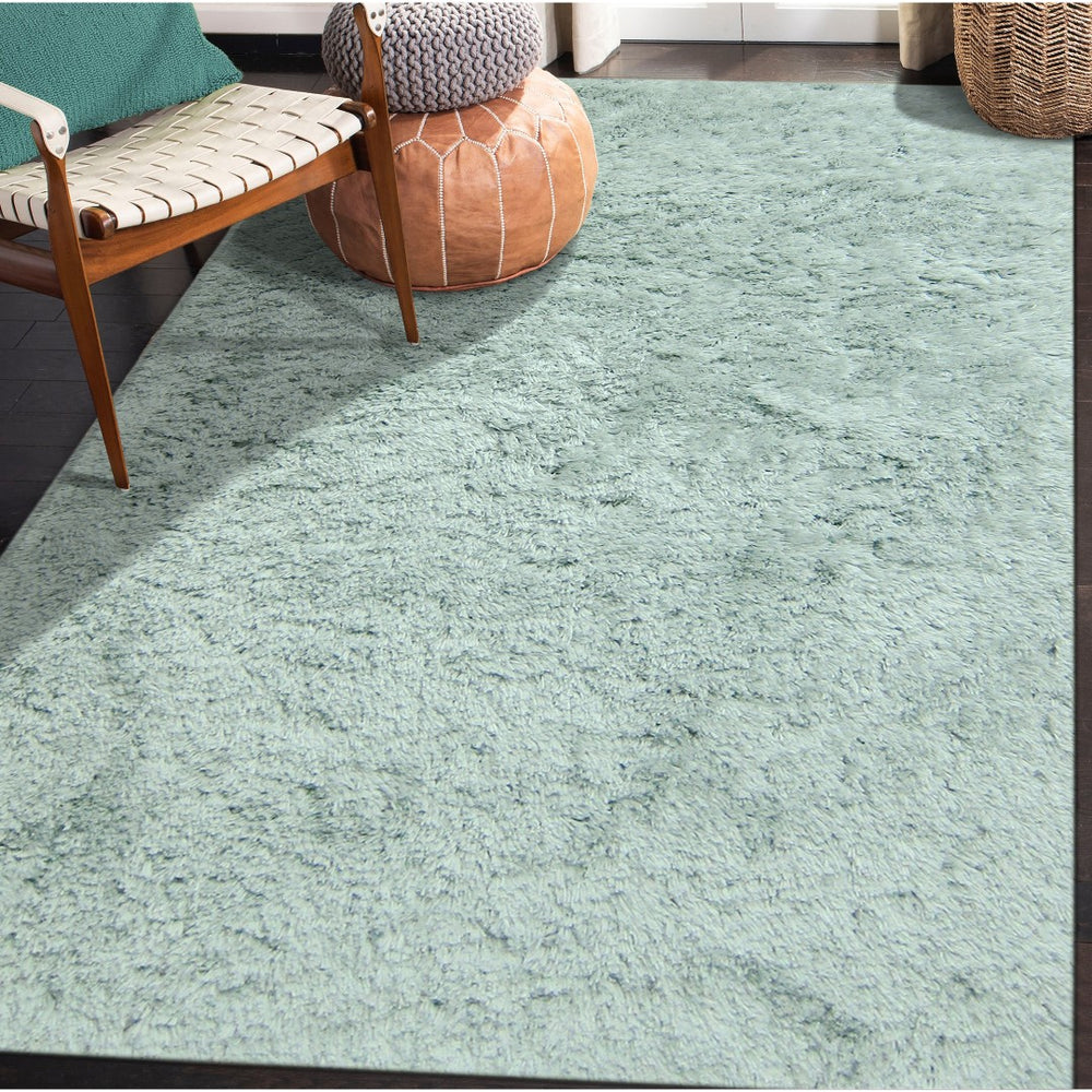 AMER Rugs Odyssey ODY-8 Shag Solid Transitional Area Rug Sage Green 7'6" x 9'6"